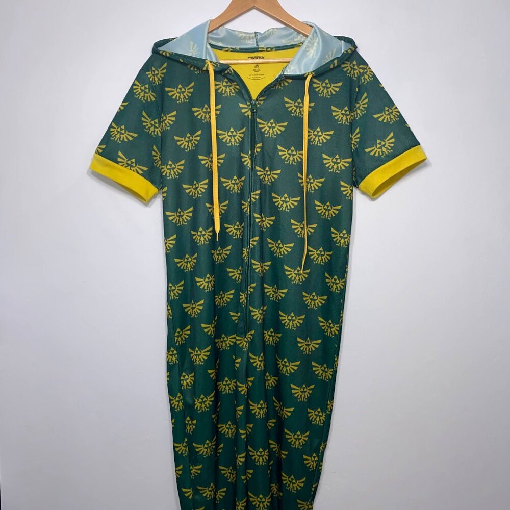 Nintendo Zelda print Green and Yellow Hooded lounge romper